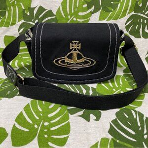 Brand New Adjustable Shoulder Bag ♀️ Orb Gold 👐🏻 Big Logo Canvas Black 🚣🏼‍♀